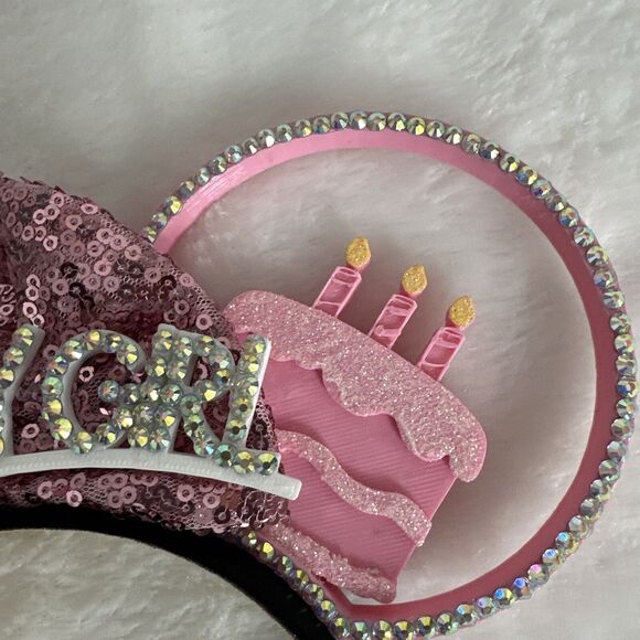 Custom Made Sweet Sixteen Birthday Girl Mouse Ears 16 Cake Headband Pink - Picture 5 of 10